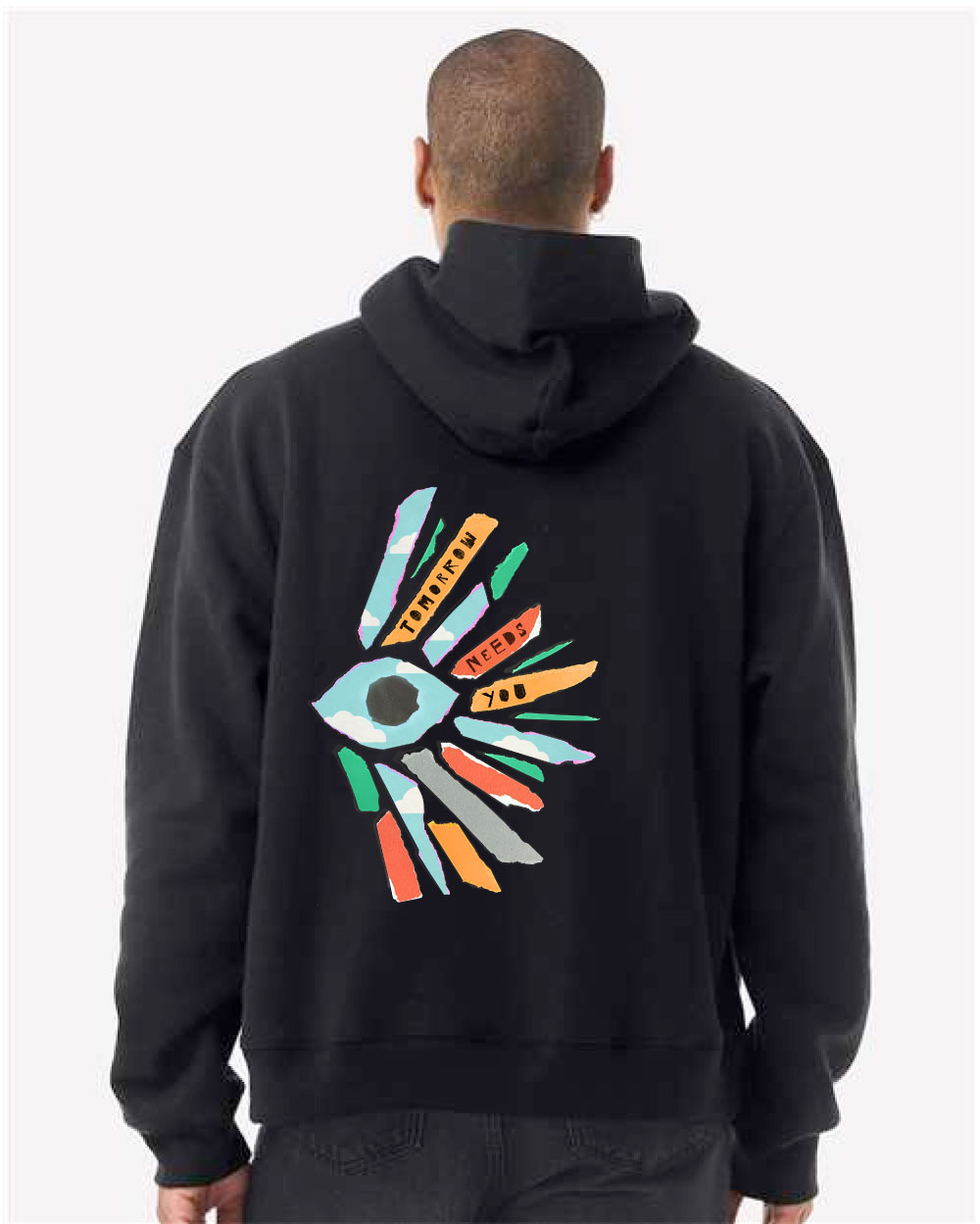 Tomorrow Needs You Eye Black Heavyweight Hoodie - Image 3